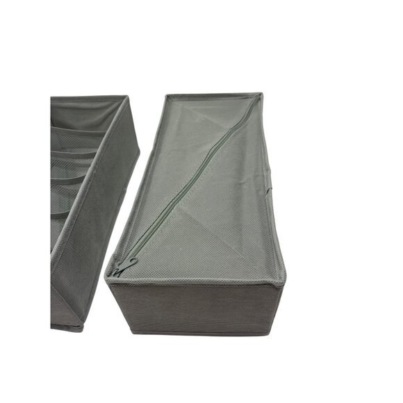 Foldable Drawer Organizers Set Of 3 W/ Mesh Dividers For Socks & Underwear Gray - Picture 4 of 6